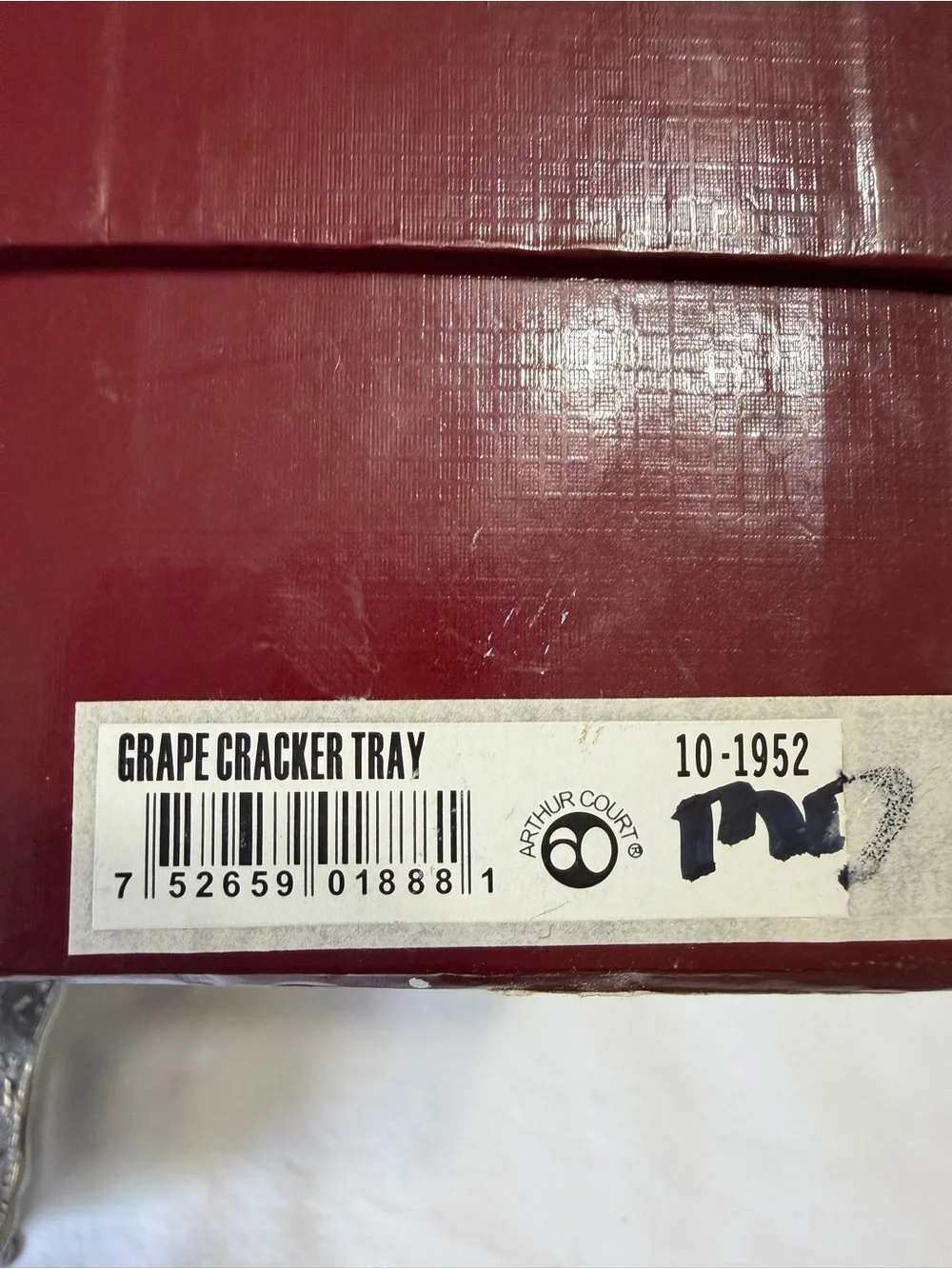 Arthur Court Grape Cracker Tray 10-1952  Serving Caddy w/ Original Box